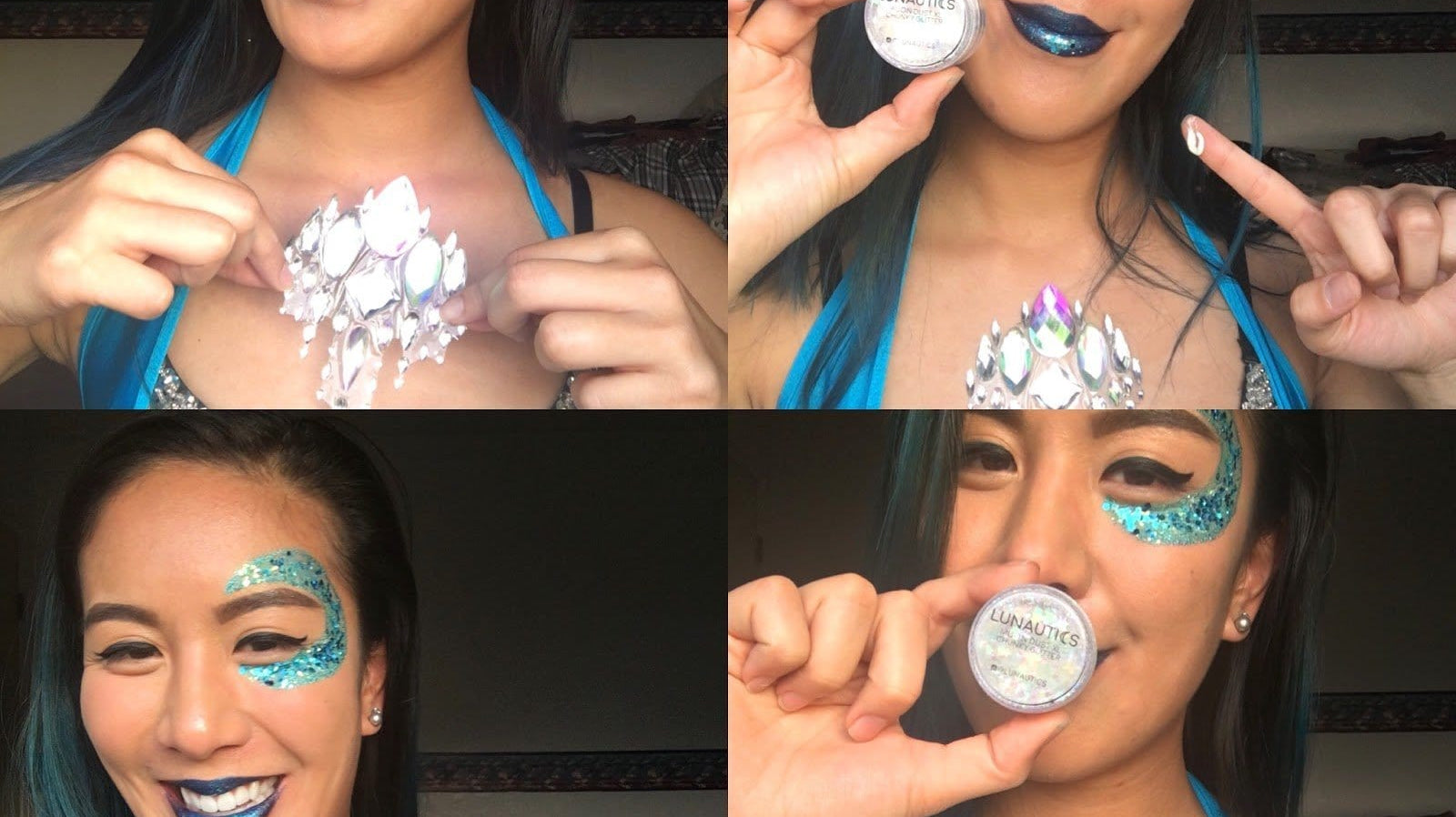 Glitter & Rhinestone Makeup Tutorial for Raves & Music Festivals - Moon Kitty