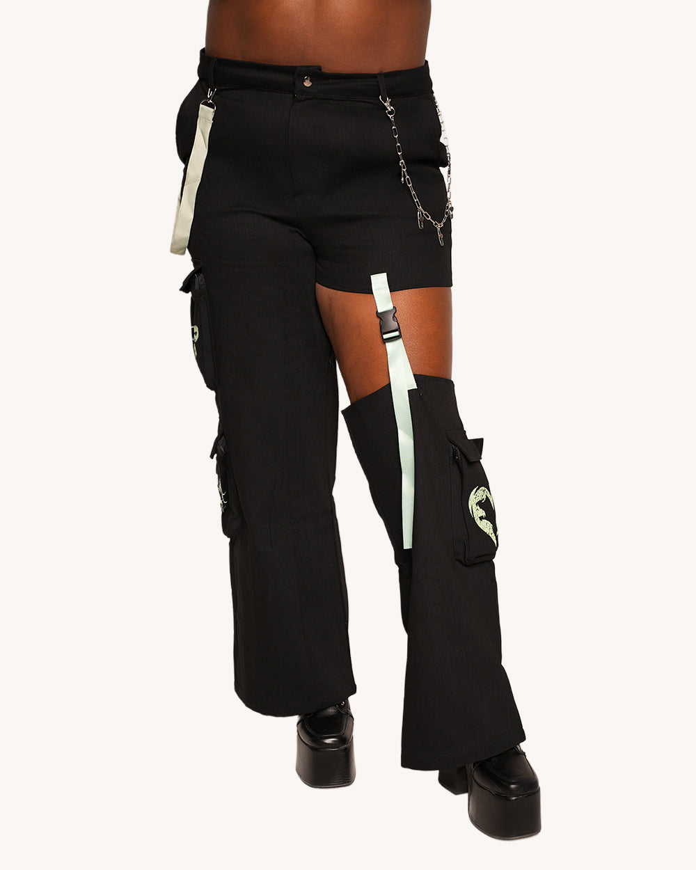 Sunflowerraver x iHR Get Bent Wide Leg Detachable Leg Pants - Image 6