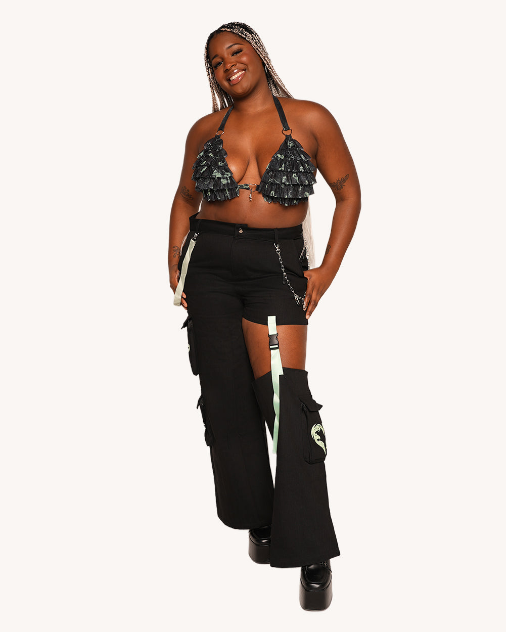 Sunflowerraver x iHR Get Bent Wide Leg Detachable Leg Pants - Image 33656386126007