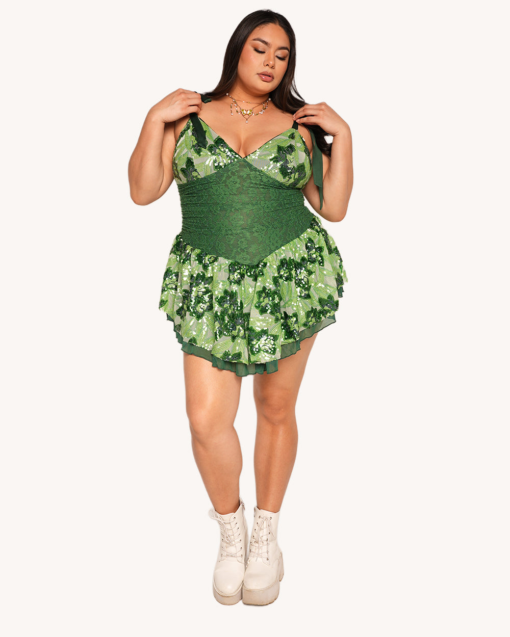 Fairytale Forest Floral Sequin Lace Dress - Image 5