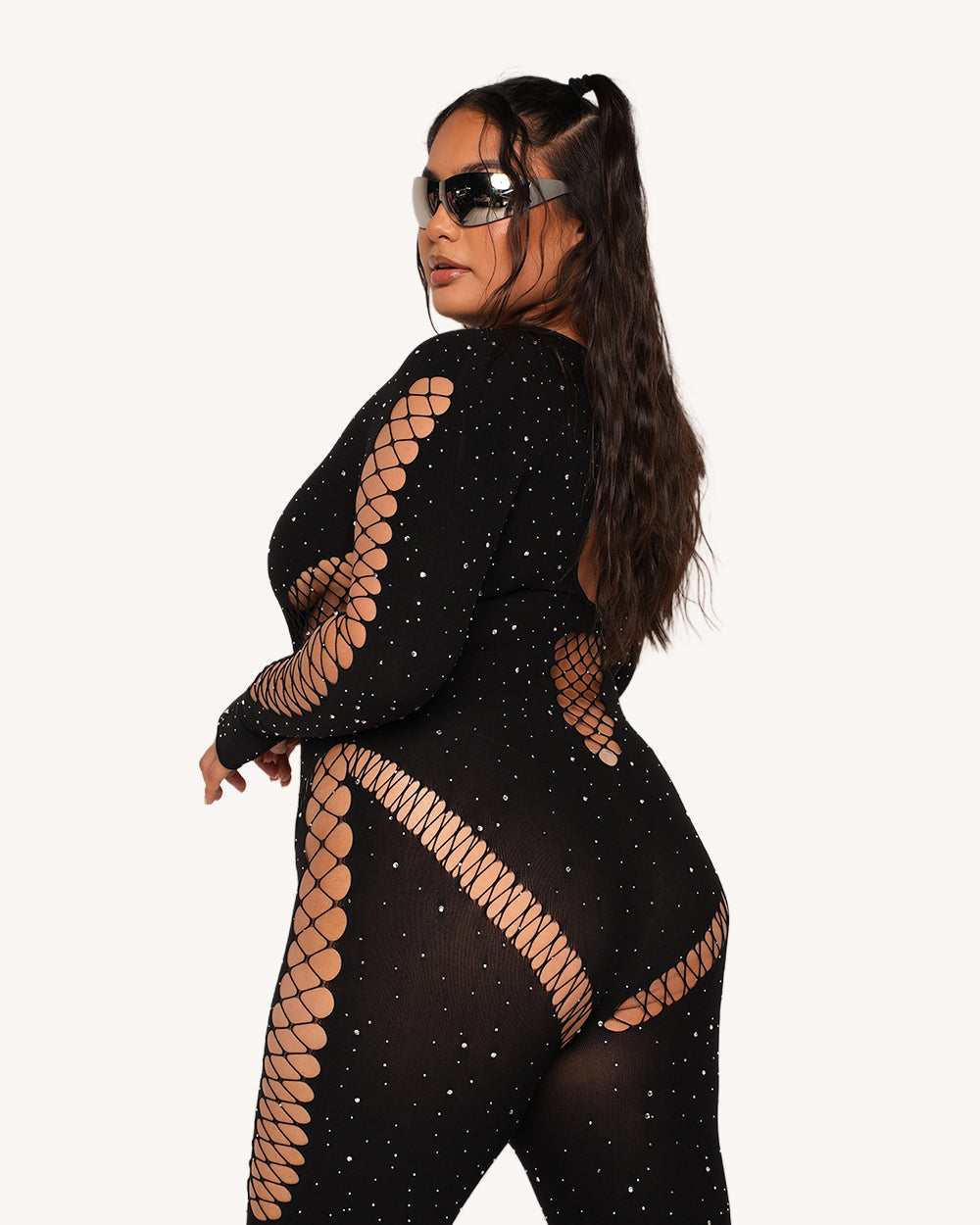 365 Party Grl Rhinestone Long-Sleeve Jumpsuit - Image 4