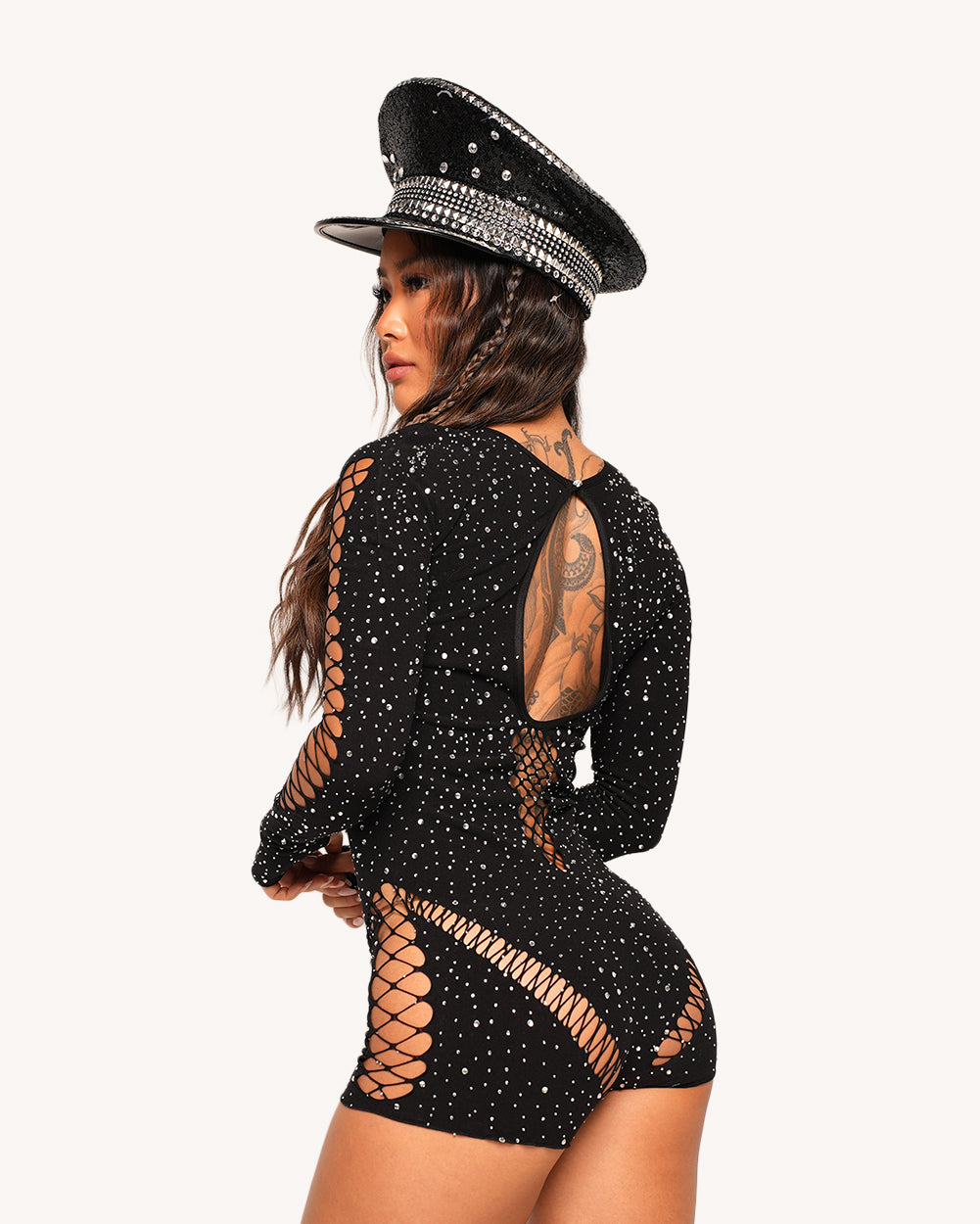 365 Party Grl Rhinestone Long Sleeve Romper - Image 35864243568823