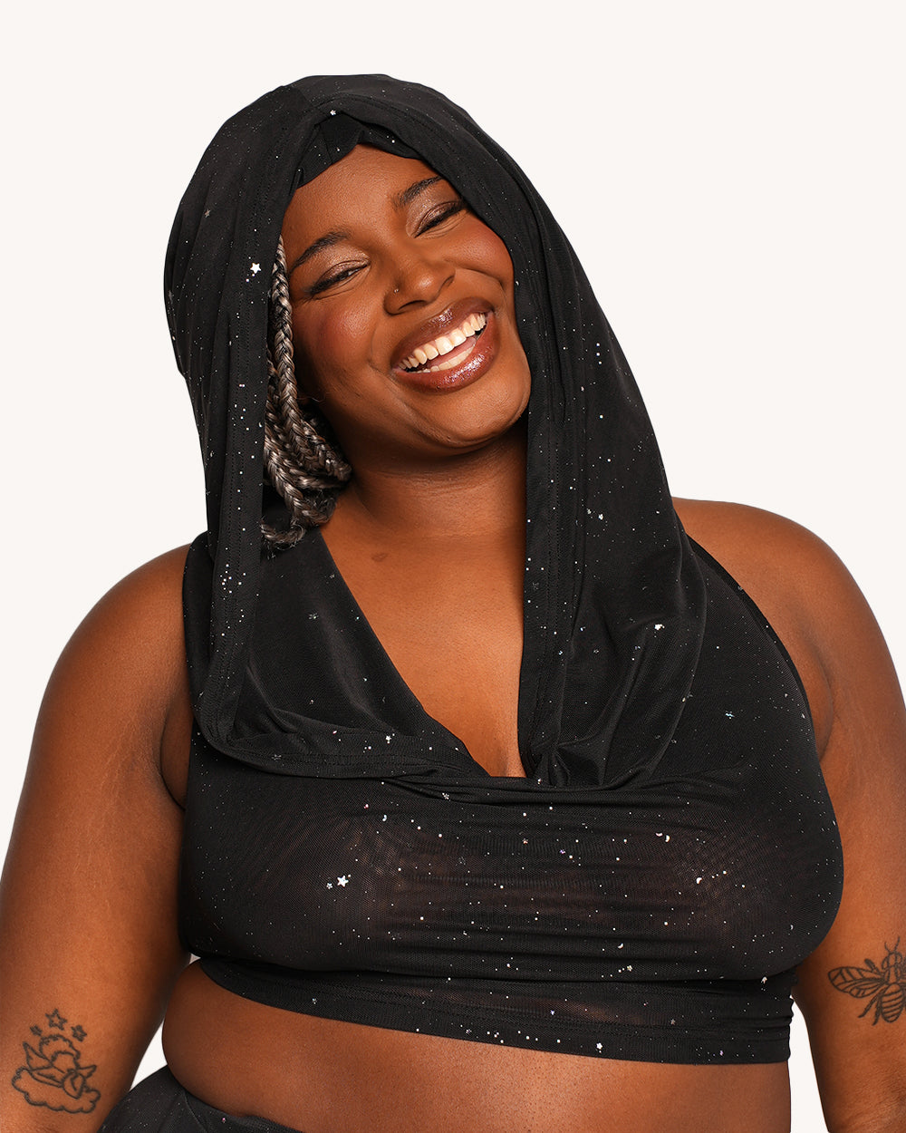 Holo Star Mesh Infinity Hooded Top - Image 35576471945399