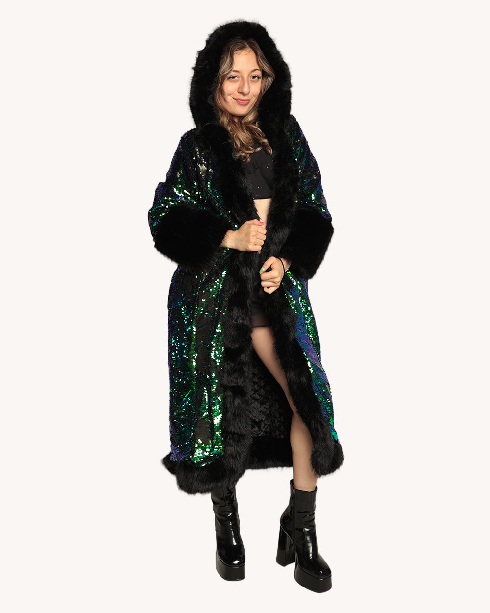 Ocean Moon Sequin Fur Coat - Image 2