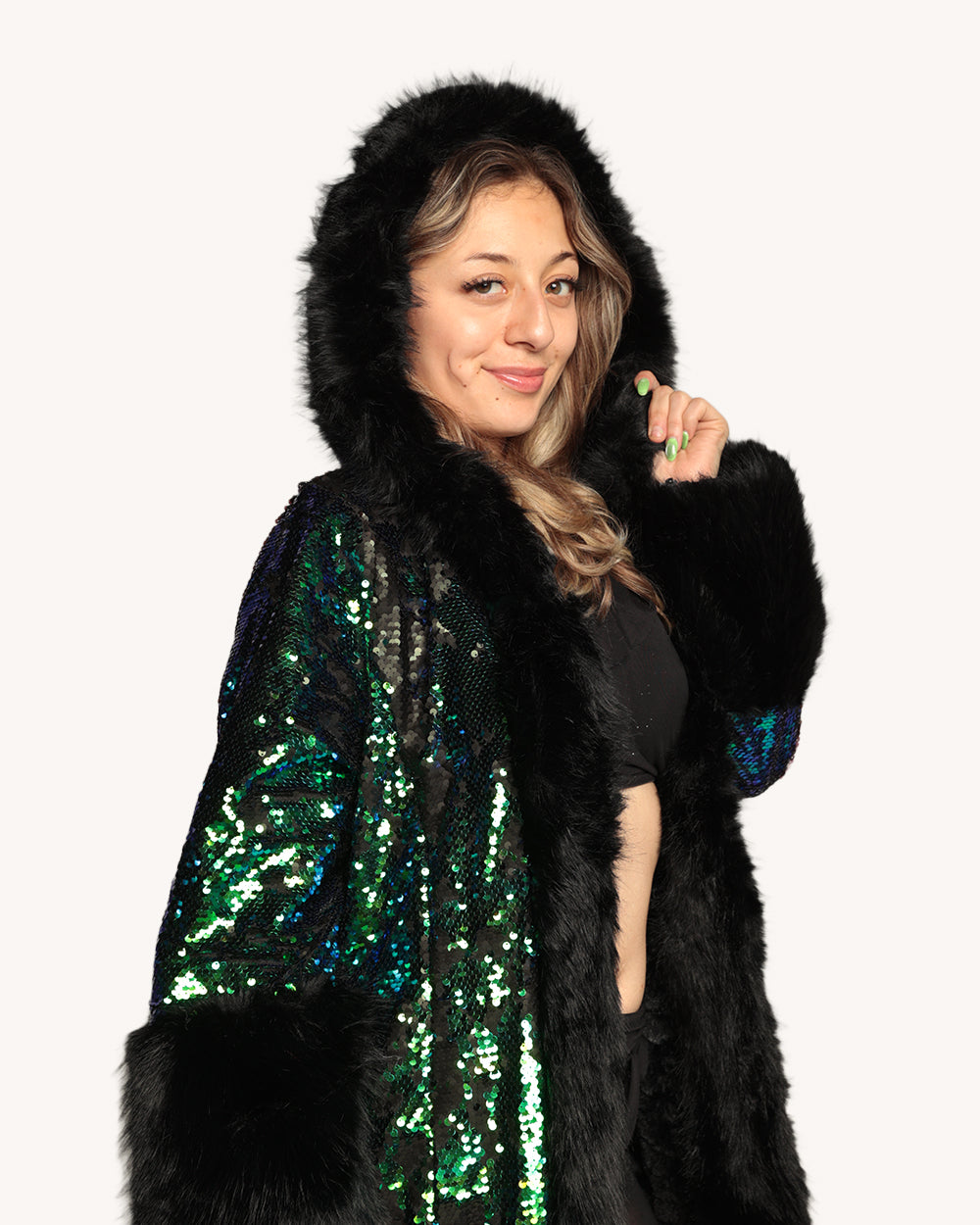 Ocean Moon Sequin Fur Coat - Image 35576471060663