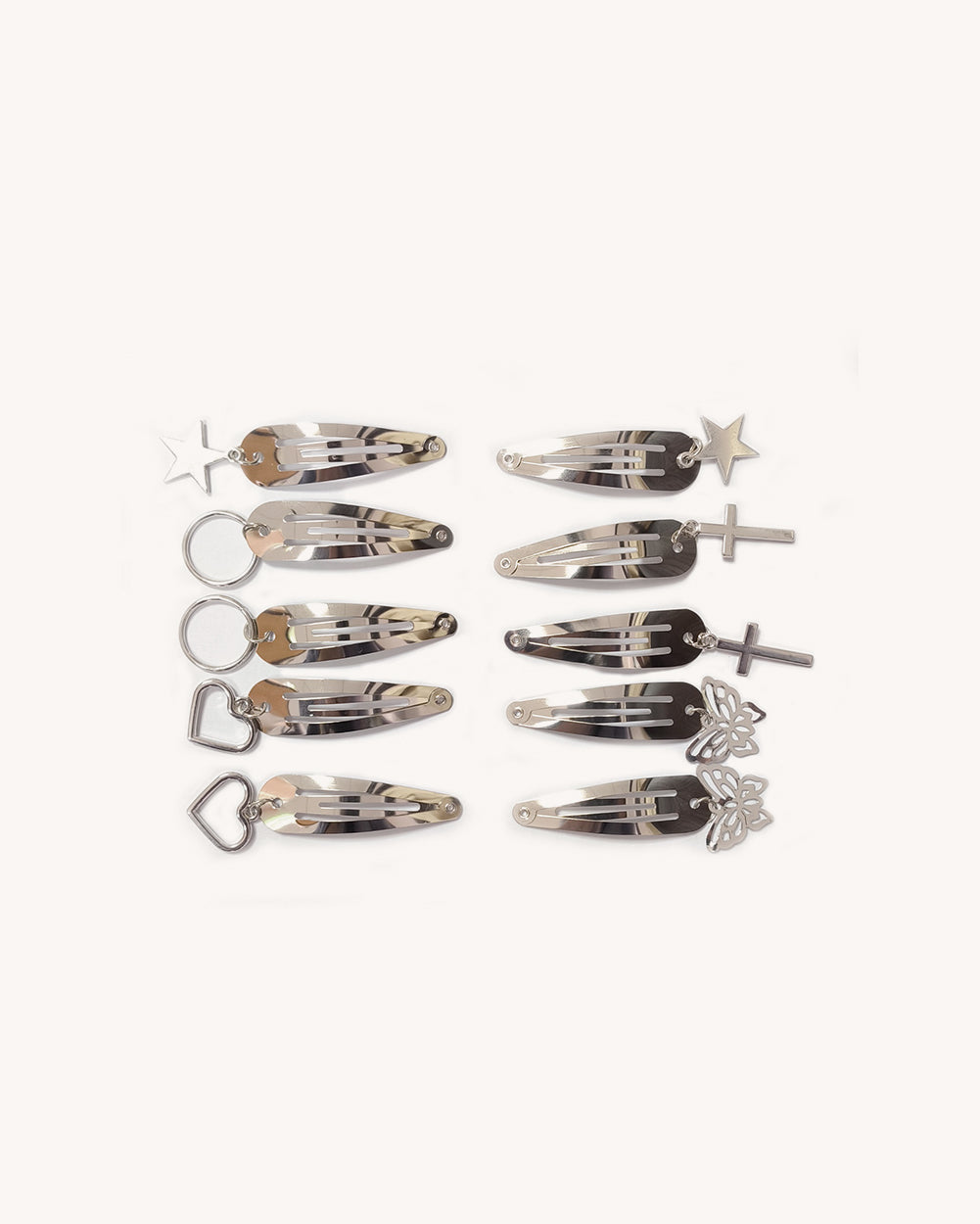 Digital Girl 10-pk Silver Charm Hair Clips - Image 31581899260087