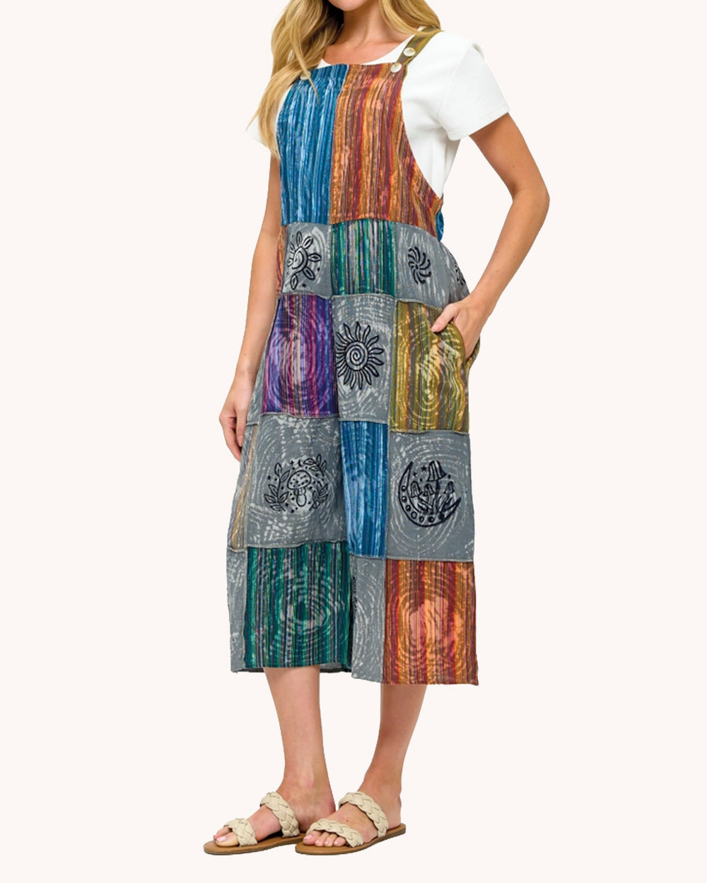 Color Drift Patchwork Overalls - Image 35325255712951