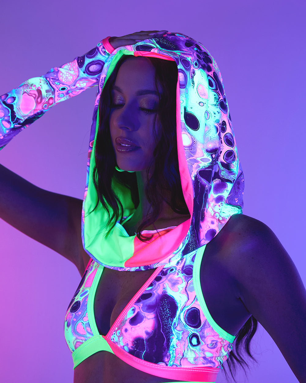Acid Aura Rolita Couture x iHR Groove n Glow Hood - Image 1