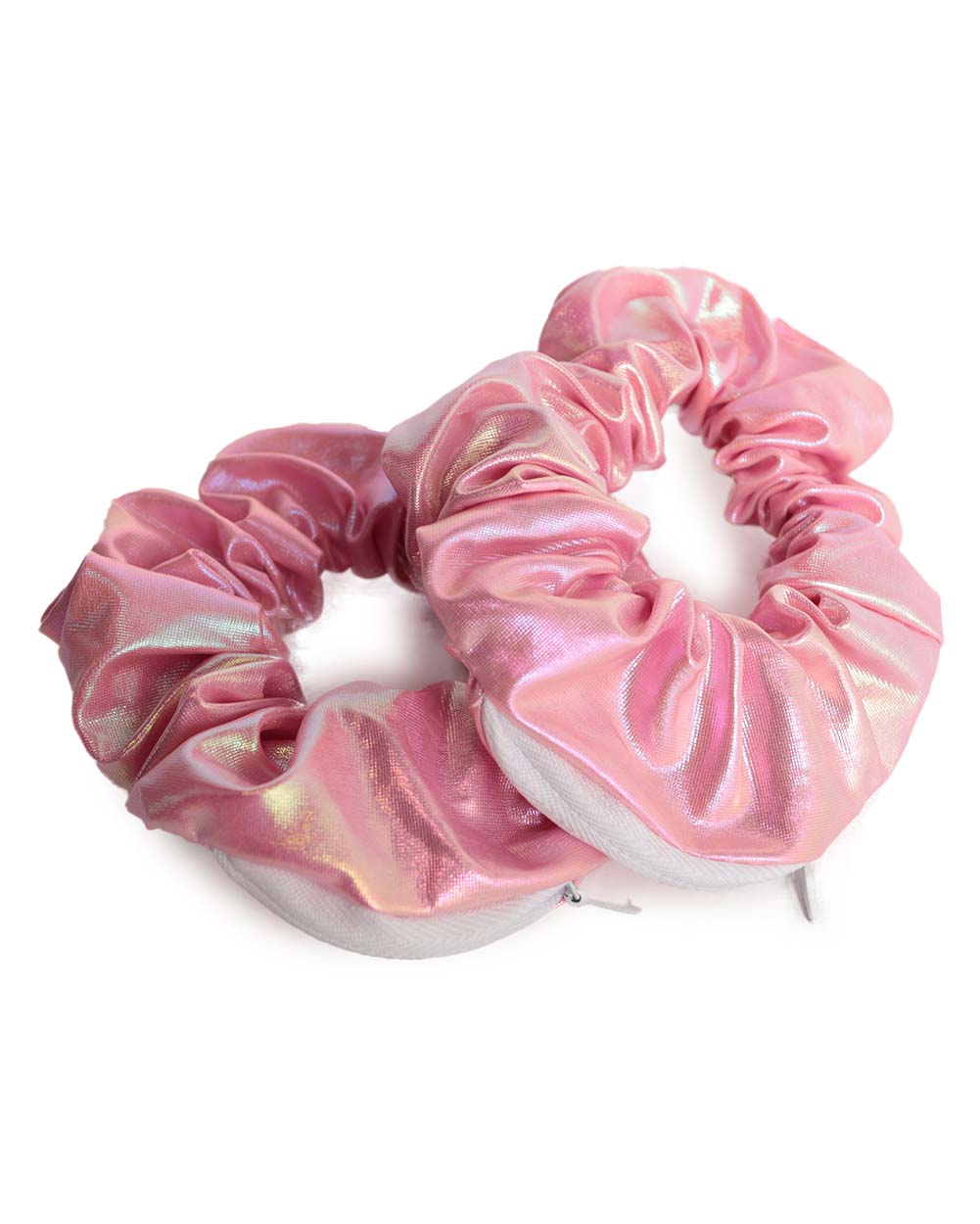 iHeartRaves Baby Pink Happy Thoughts Holo Pocket Scrunchies-Baby Pink-Front