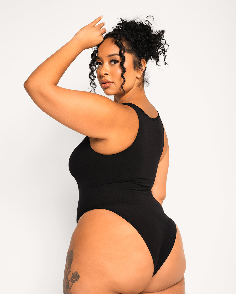 Bass Destruction Cutout Bodysuit-Black-Curve1-Back--Cassie---Plus Size