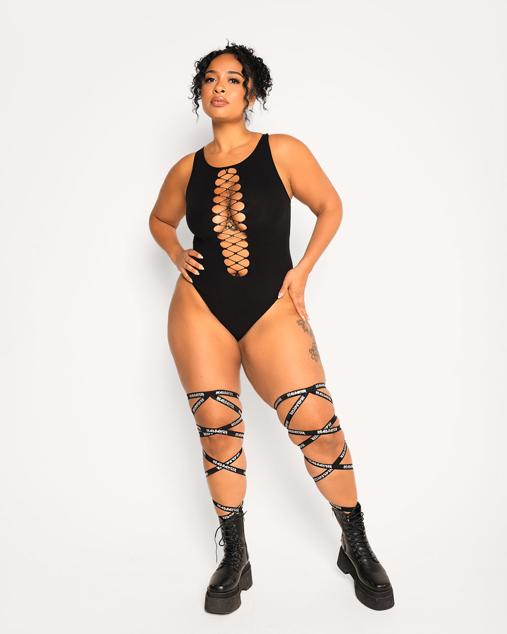 Bass Destruction Cutout Bodysuit-Black-Curve1-Full--Cassie---Plus Size