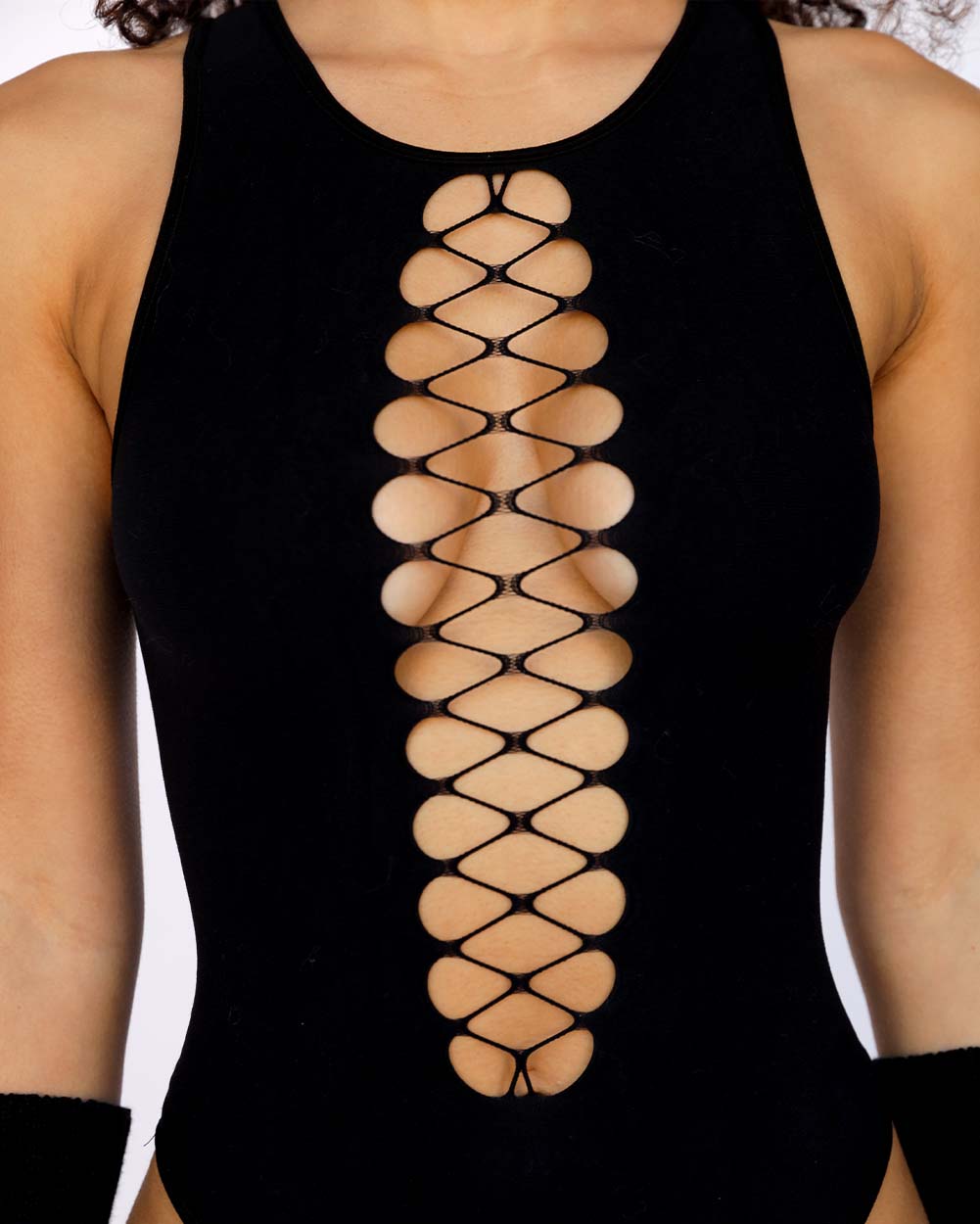Bass Destruction Cutout Bodysuit-Black-Regular-Detail--Quinn---One Size