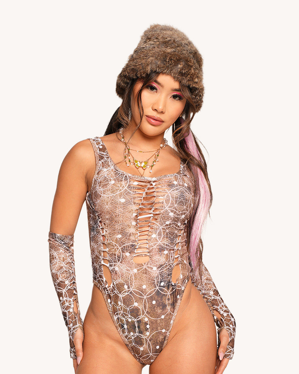 Beneath The Trees Braided Bodysuit with Sleeves - Image 34718231036087