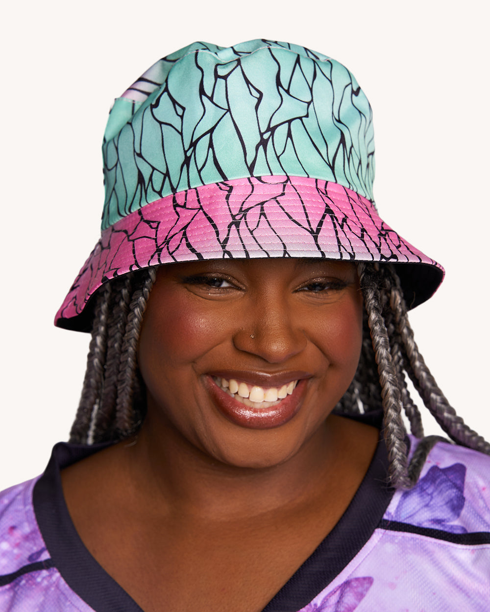 Butterfly Dance Print Bucket Hat with Stash Pocket - Image 35666174935223