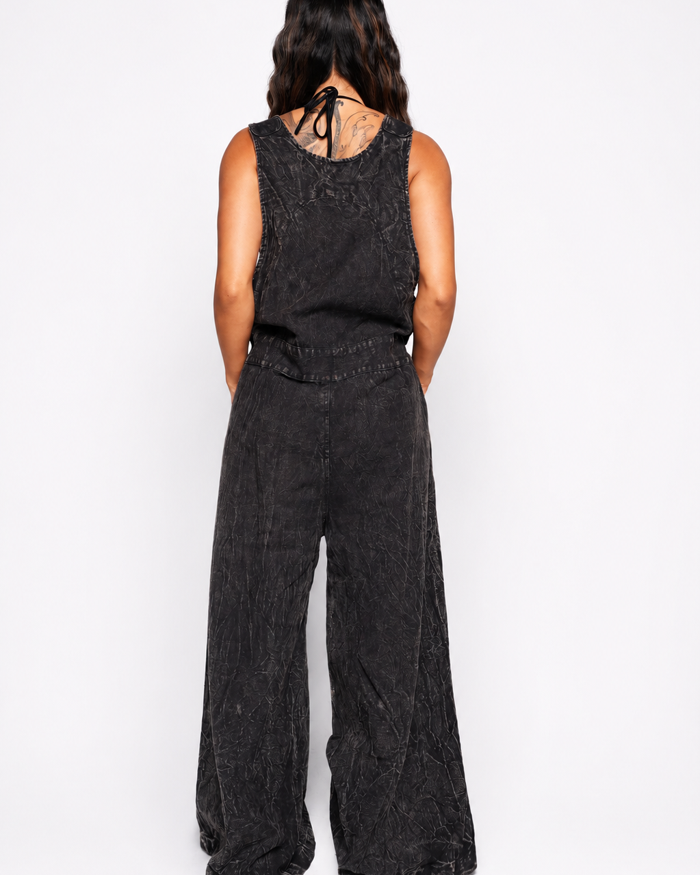 Sunflower State of Mind Overalls - Dark Grey Wash - Image 2