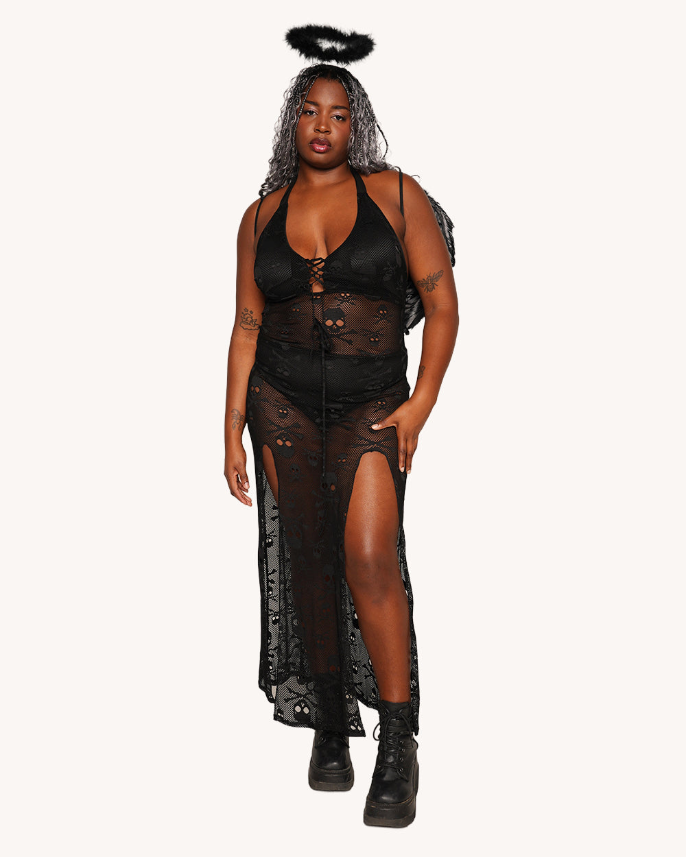 Dark Coven Fishnet Maxi Dress - Image 7