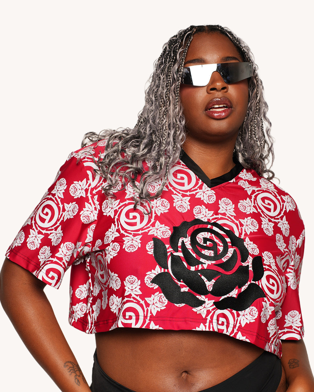 Deorro x iHR Silver Reflective Cropped Football Jersey - Image 5