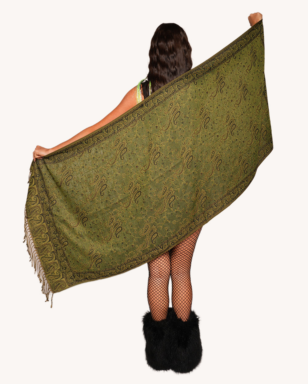 Desert Daydream Paisley Tassel Pashmina - Image 33444214866103