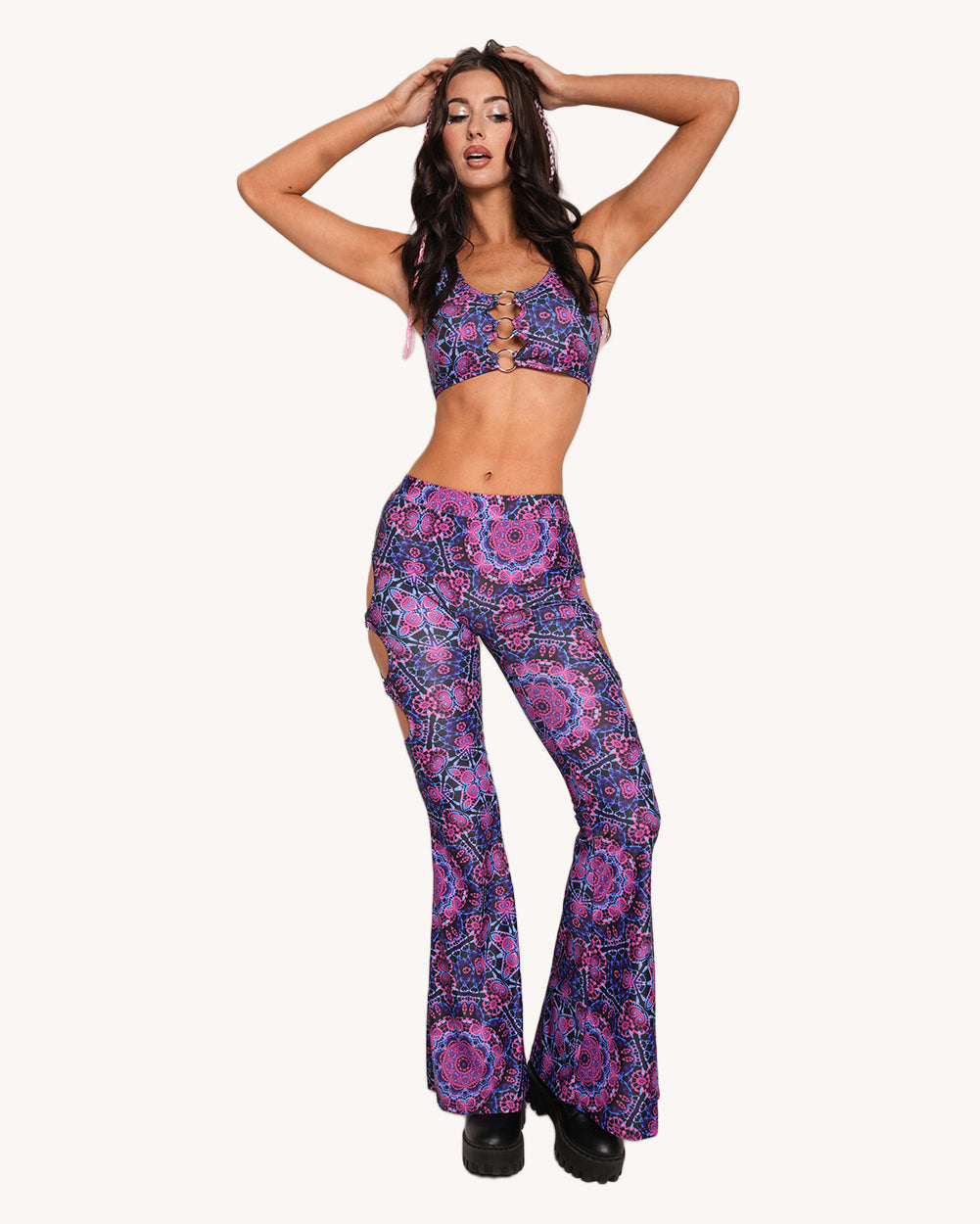 Dreamwave Cutout Bell Bottoms - Image 35057827545271