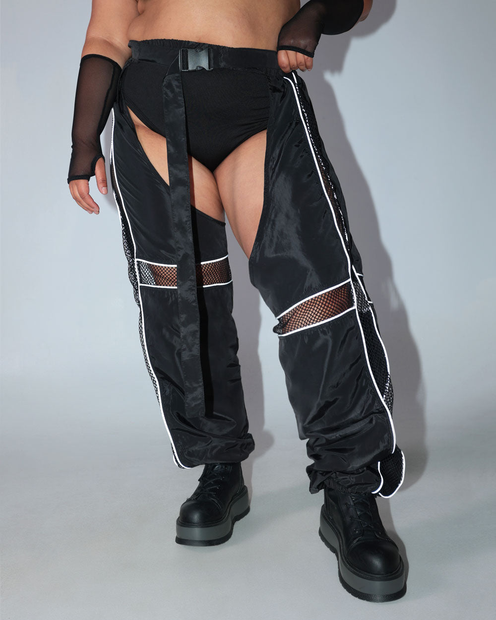 Evolution Chaps with Silver Reflective Stripes & Fishnet Panels - Image 8