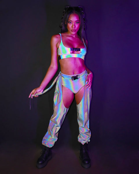  iHeartRaves Prism Fairy Reflective High Waisted Rave