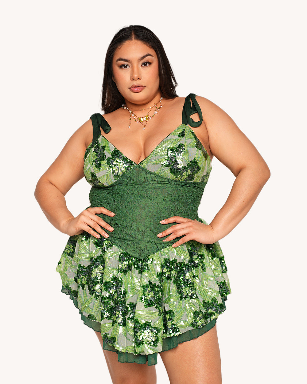 Fairytale Forest Floral Sequin Lace Dress - Image 3