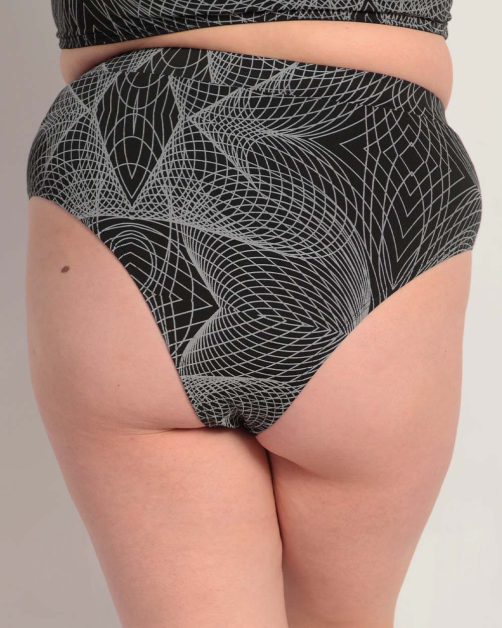 Flashbang Matrix Reflective Booty Shorts-Curve1-Black/Grey-Back--Jasmin---1X