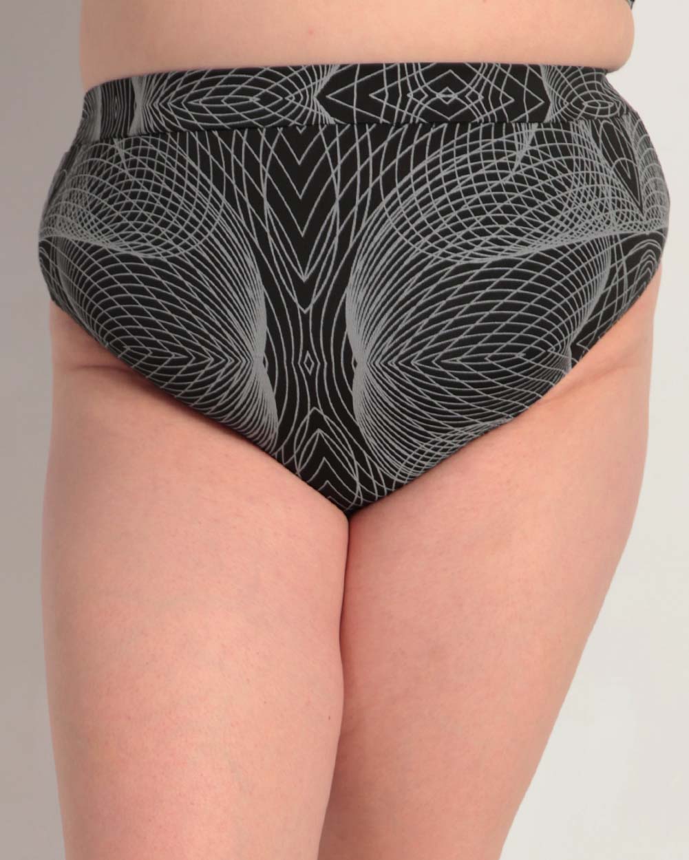 Flashbang Matrix Reflective Booty Shorts-Curve1-Black/Grey-Front--Jasmin---1X