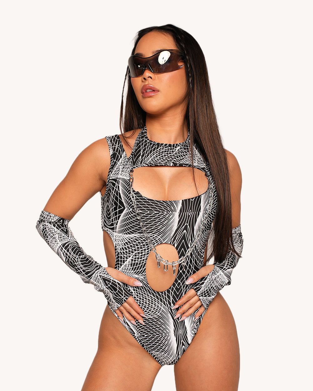 Flashbang Silver Reflective Bodysuit with Sleeves - Image 35012712661175