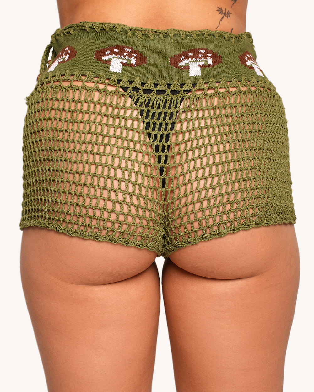 Forest Floor Mushroom Crochet Shorts - Image 1
