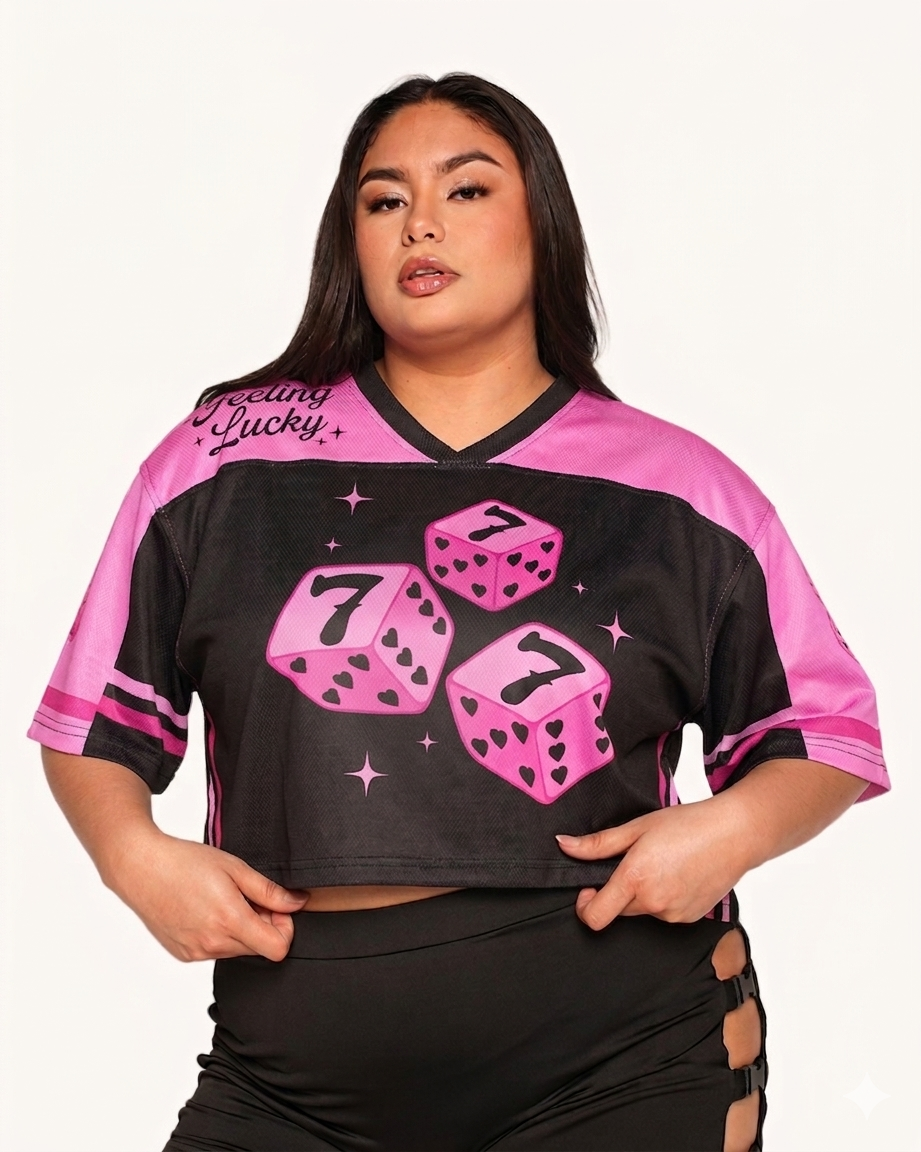 Feeling Lucky Cropped Football Jersey - Image 5