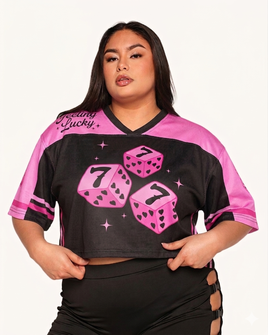 Feeling Lucky Cropped Football Jersey - Image 35177289941175
