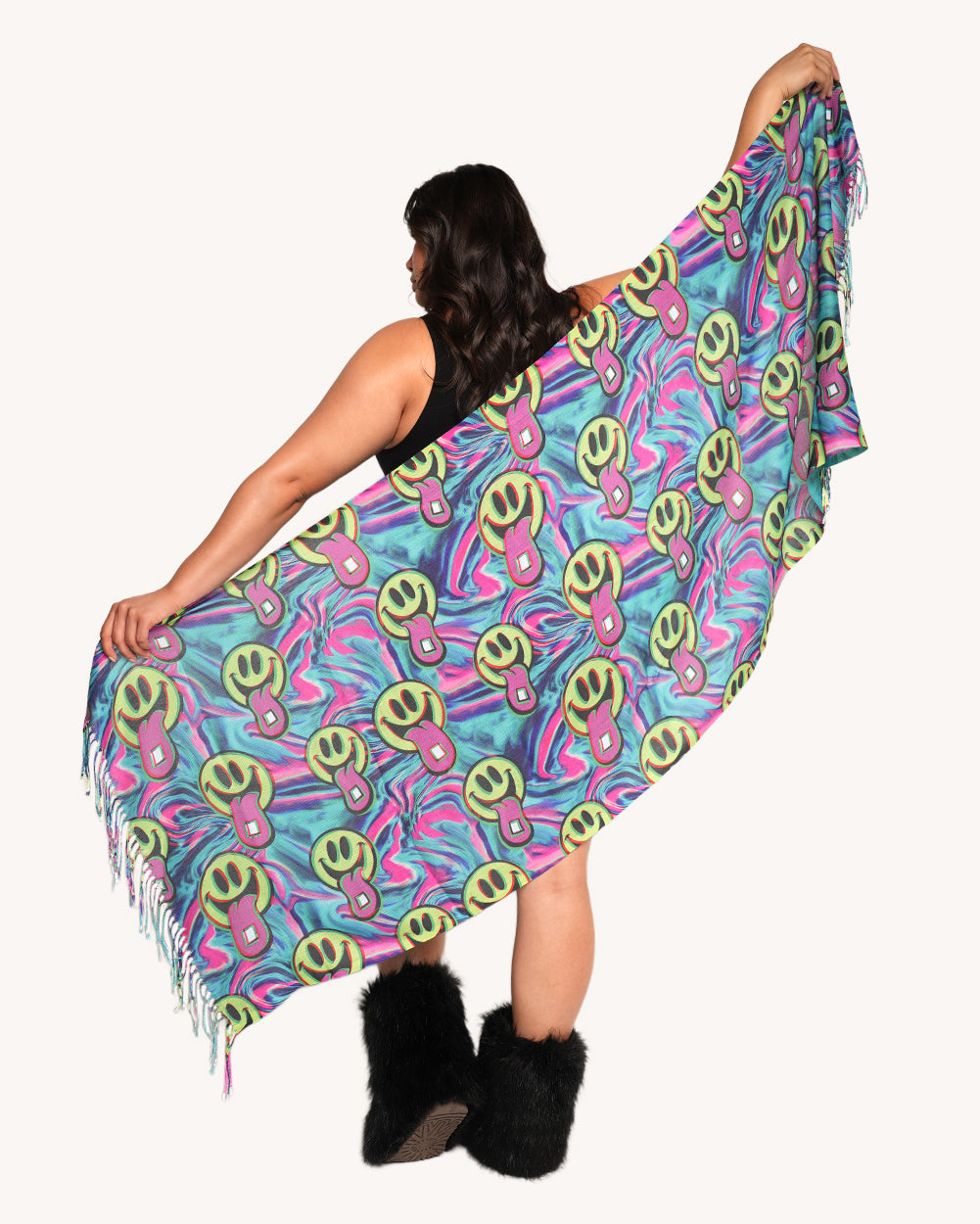 Happy Hour Acid Smiley Pashmina - Image 32737195753655