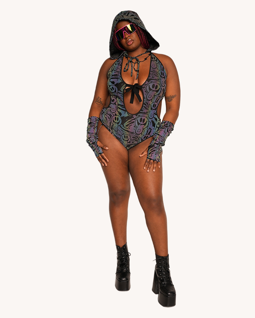 Happy Hour Rainbow Reflective Tie Bodysuit - Image 34714930806967