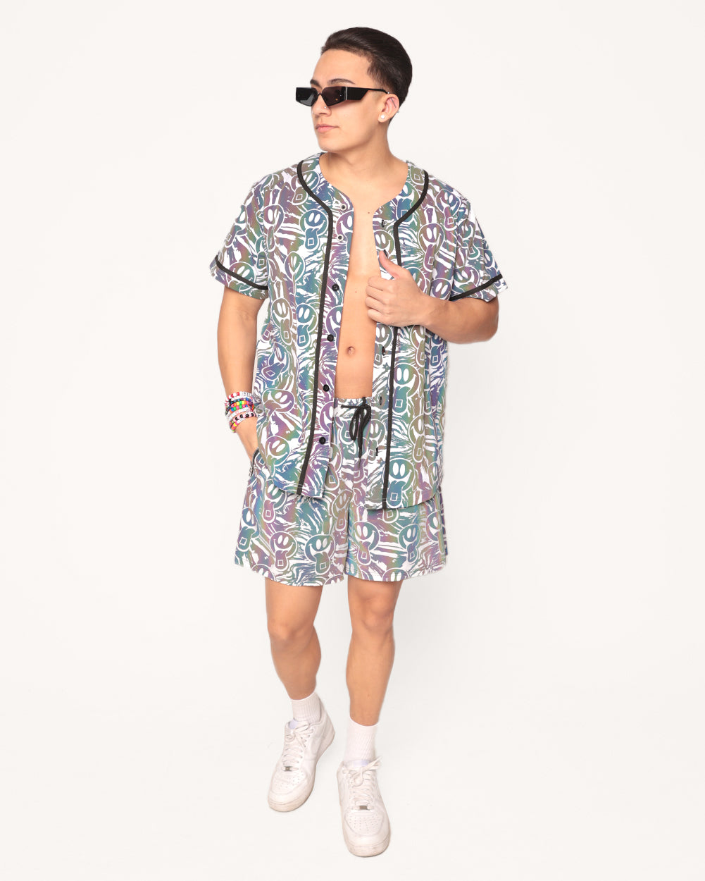 Happy Hour White Reflective Shorts-Men