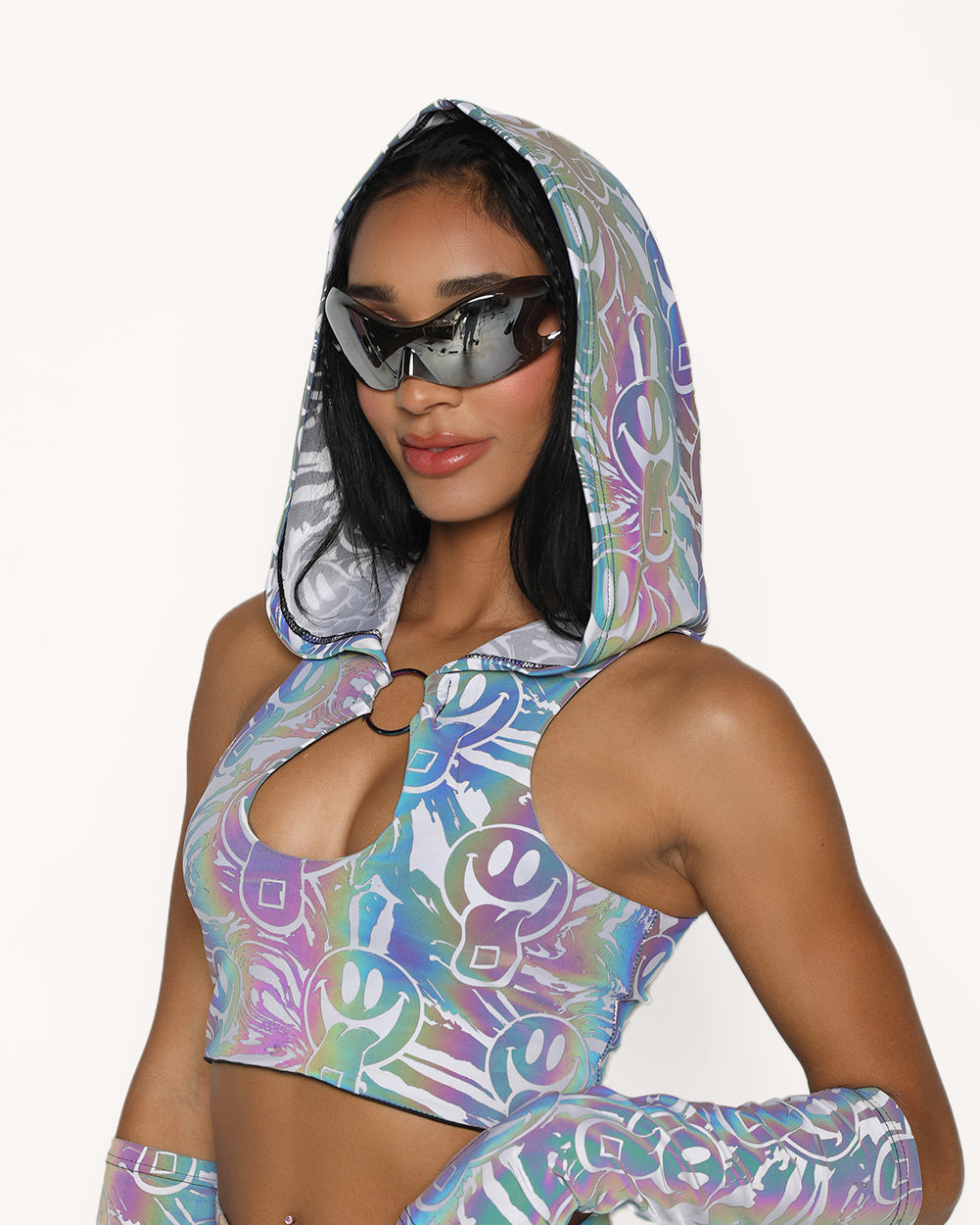 Happy Hour White Reflective O-Ring Top - Image 31868635152567