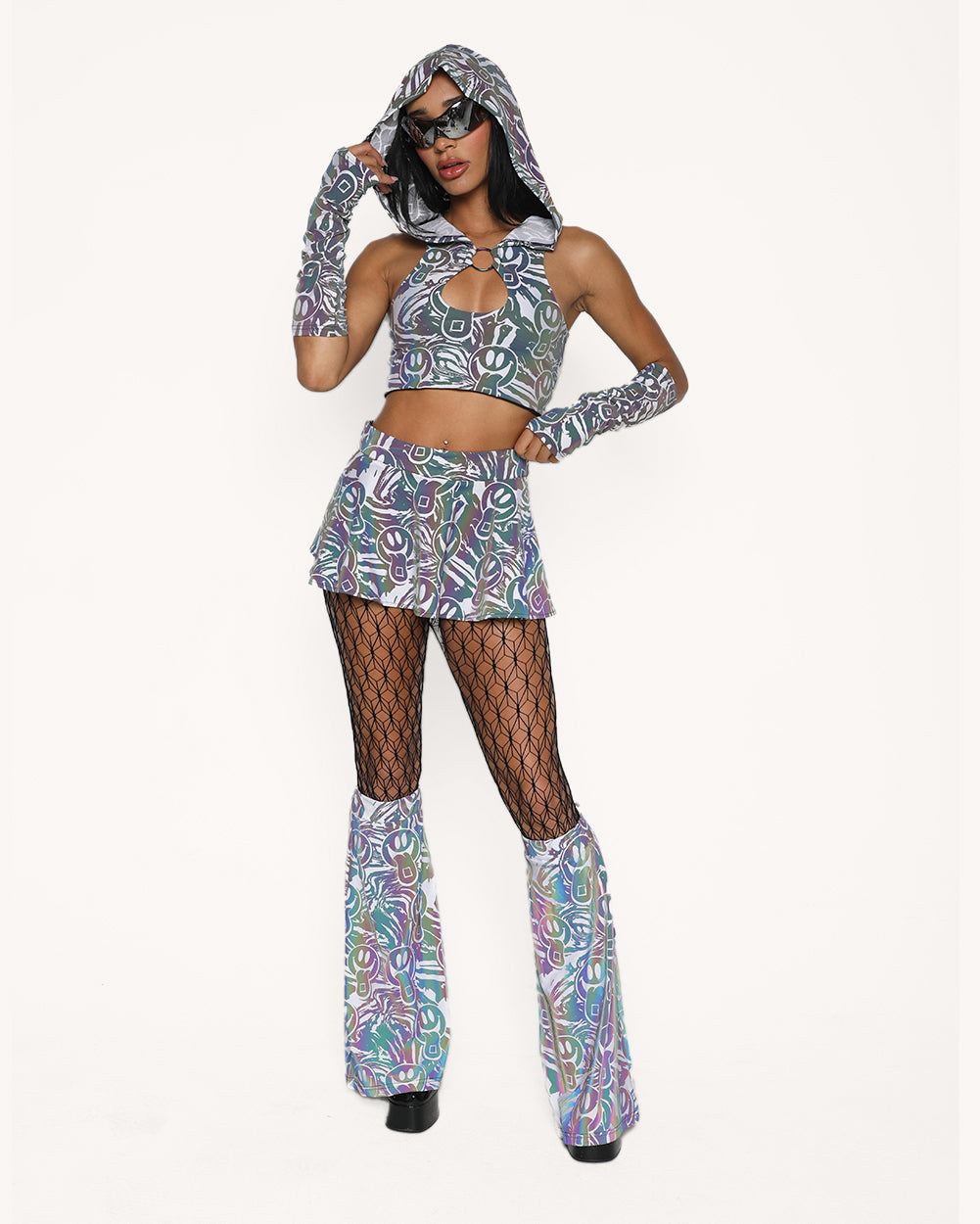 Midnight Matrix Geometric Lines Tights - Image 36263656128695