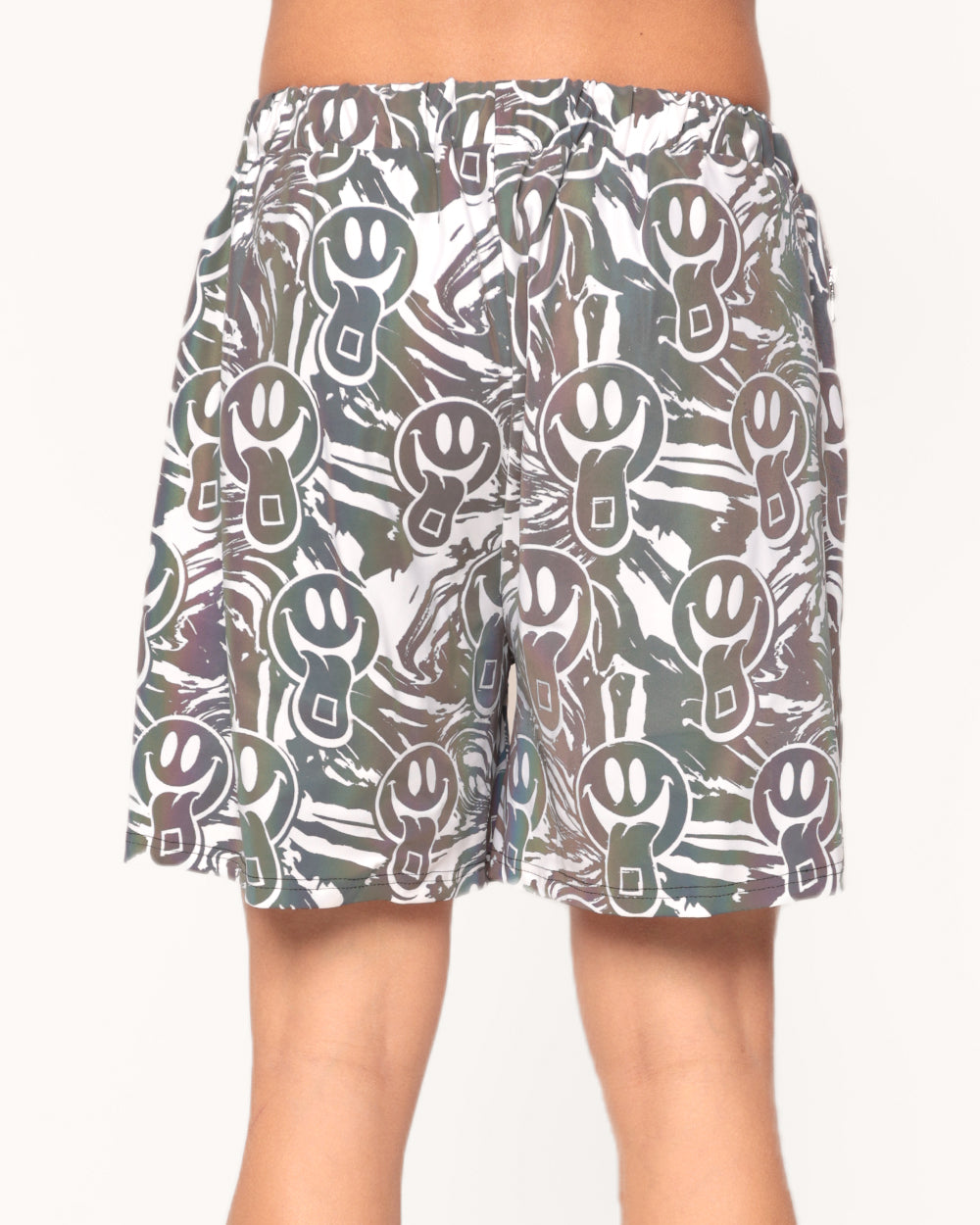 Happy Hour White Reflective Shorts-Men