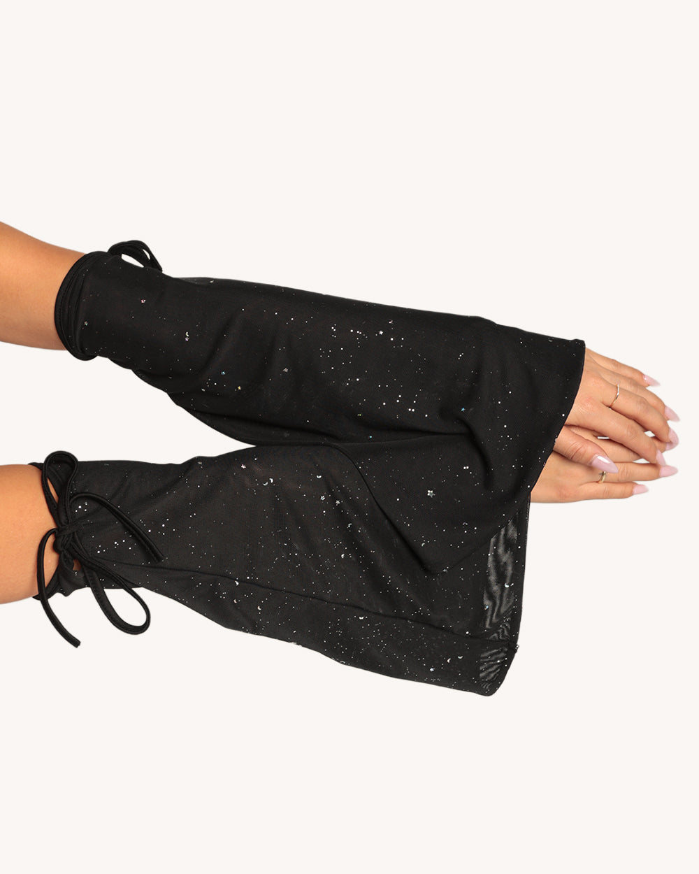 Holo Star Mesh Halter Dress with Sleeves - Image 2