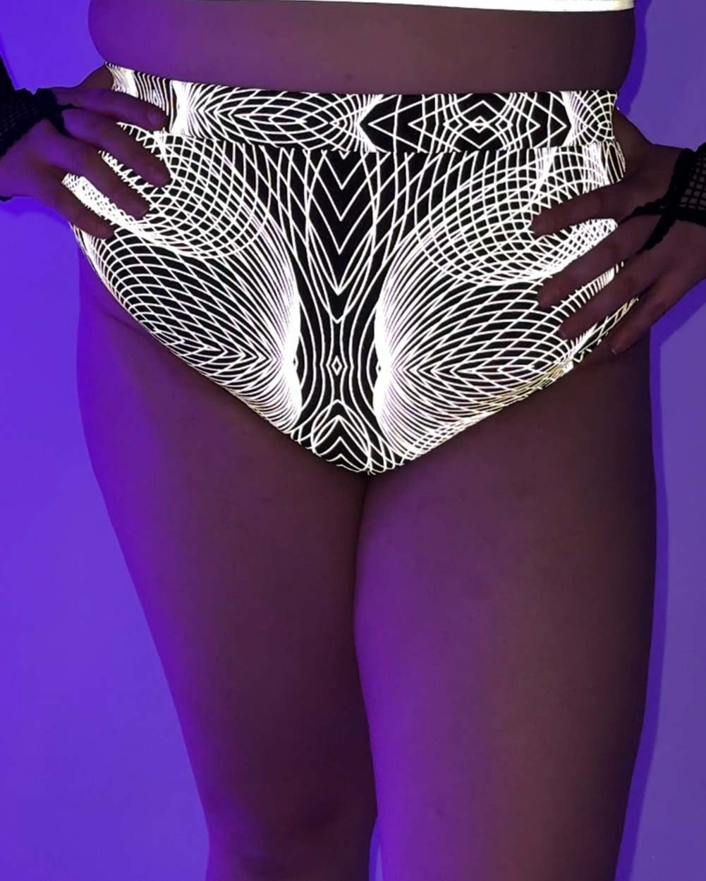 Flashbang Matrix Reflective Booty Shorts-Curve1-Black/Grey-Reflectve--Jasmin---1X