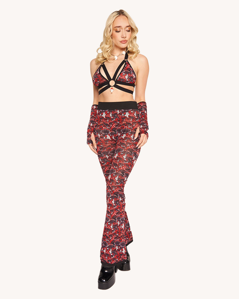 Secret of Life Mushroom Halter Top with Sleeves - Image 3