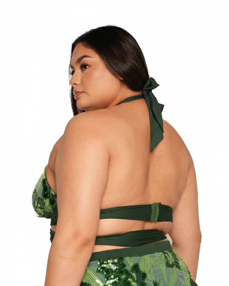 Fairytale Forest Floral Sequin Halter Cross Top - Image 3