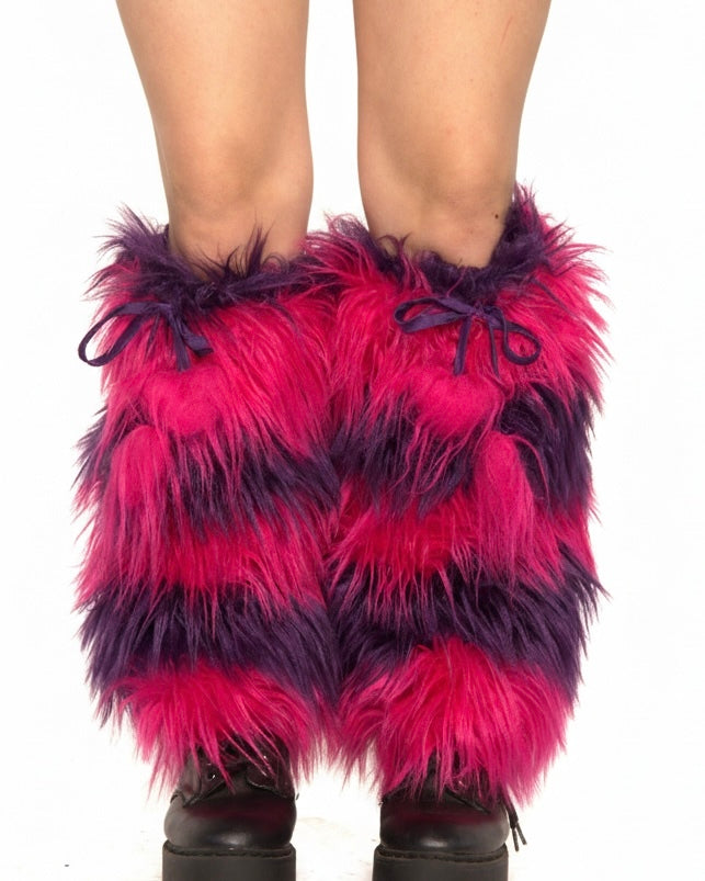 Cyberpop Fluffy Leg Warmers with Heart Side Ties - Image 34857296691383