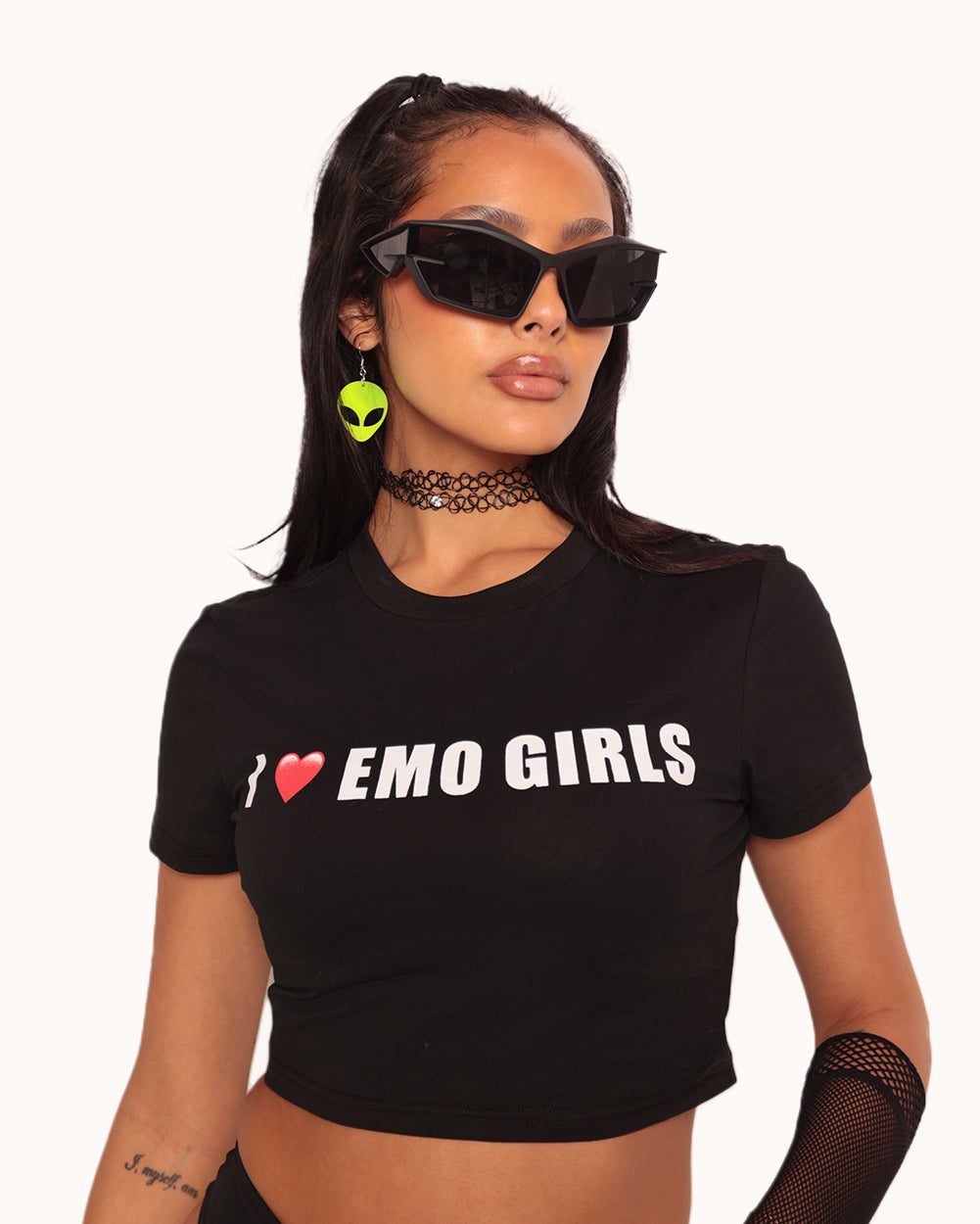 I Love Emo Girls Crop Top - Image 31955415630007