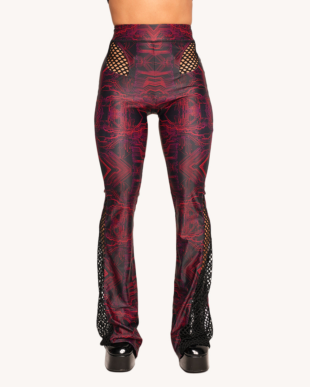 Infinite Matrix Cutout Fishnet Pants - Image 35266611937463