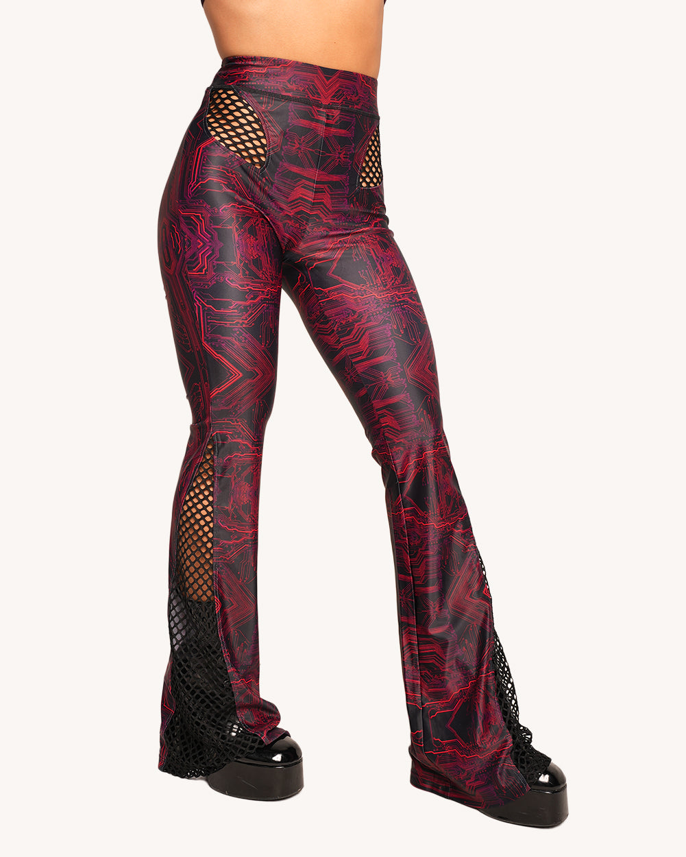 Infinite Matrix Cutout Fishnet Pants - Image 35266611970231