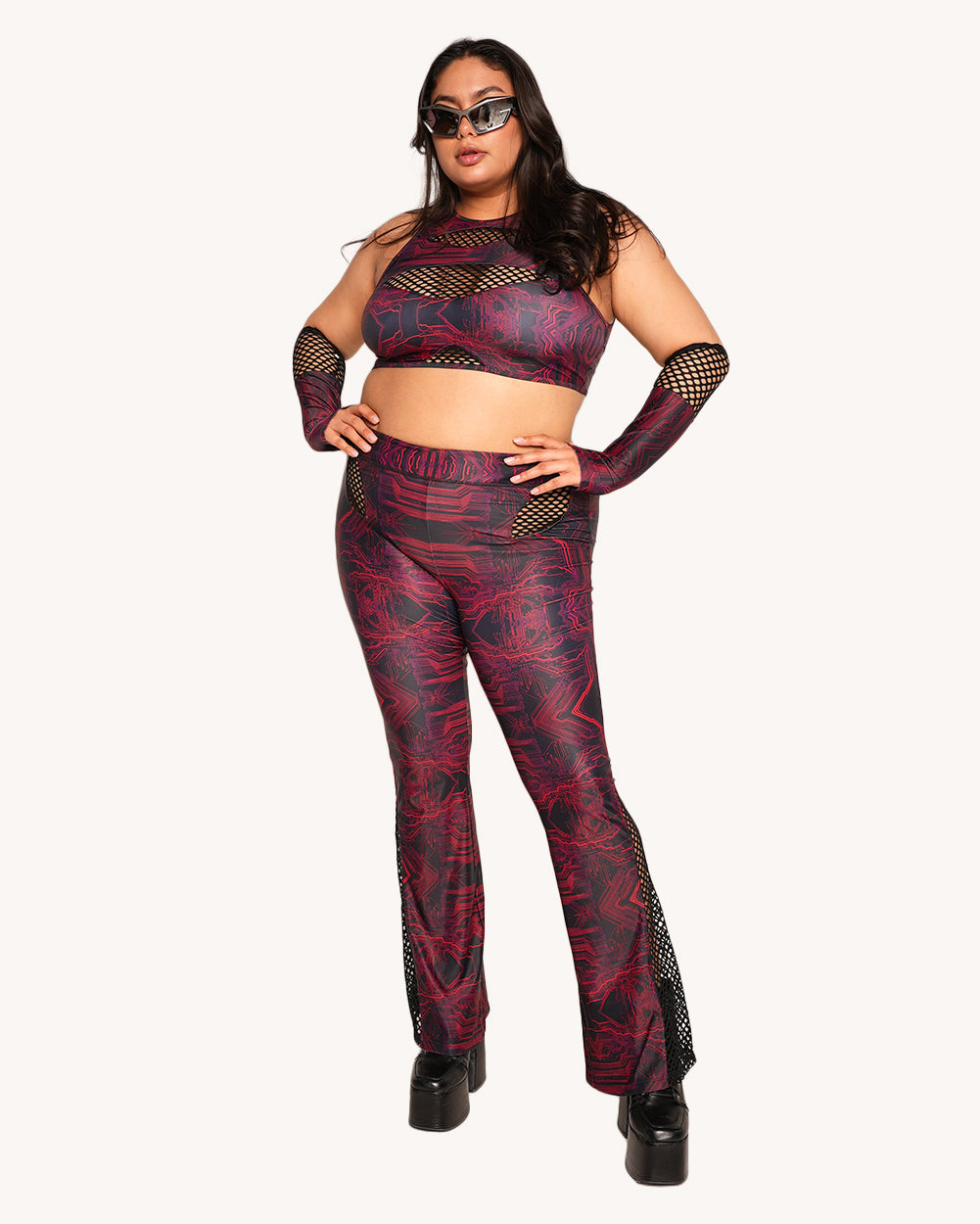 Infinite Matrix Cutout Fishnet Pants - Image 35266611806391