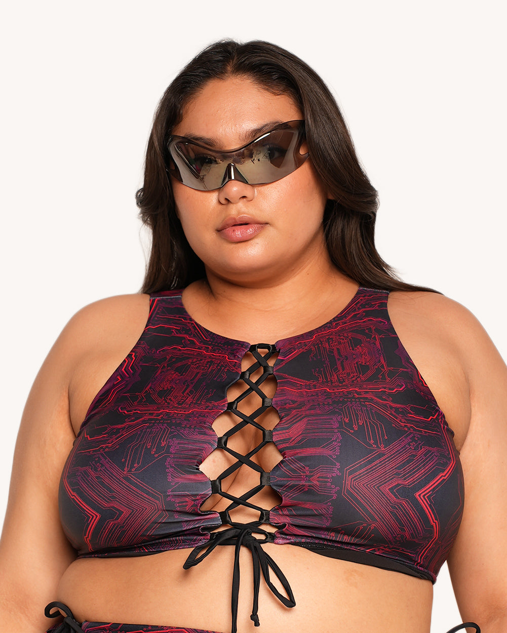 Infinite Matrix Lace Up Top - Image 35266619539639