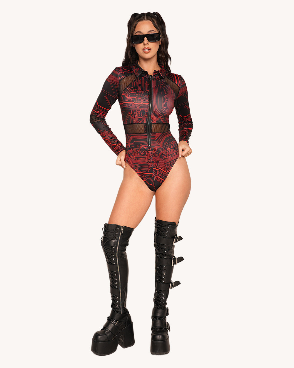 Infinite Matrix Longsleeve Zip-Up Bodysuit - Image 5