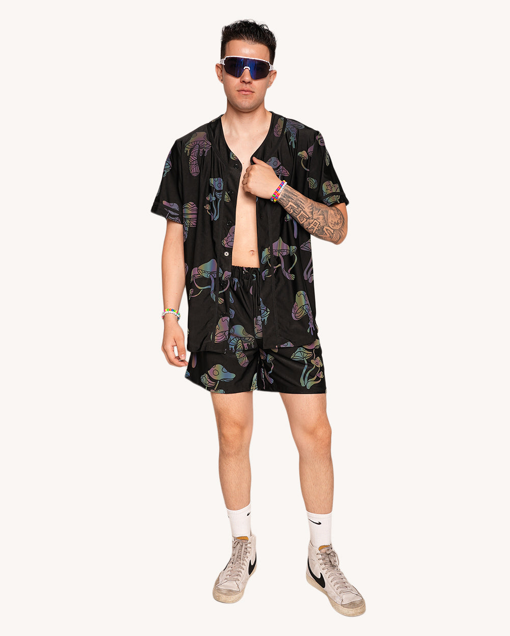 Kooky Chronicles Rainbow Reflective Baseball Shorts - Image 35266634186935